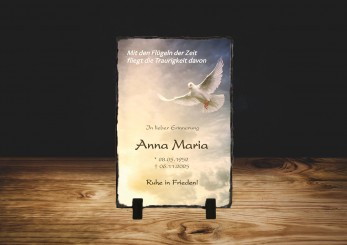 GEDENKSCHIEFERTAFEL Weisse Taube hoch ➥ Hochwertige Ausführung! 