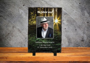 GEDENKSCHIEFERTAFEL Waldlichtung hoch ➥ Hochwertige Ausführung! 