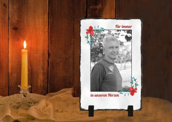 GEDENKSCHIEFERTAFEL Wolkenmarmor hoch ➥ Hochwertige Ausführung! 