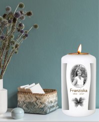 Rahmen mit Schmetterling ➥ Gedenkkerze mit Teelichthalter 