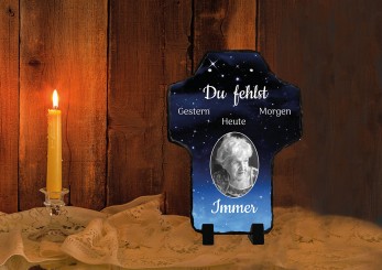 KREUZ AUS SCHIEFER Sternenhimmel  ➥ Hochwertige Ausführung! 