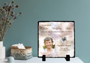 GEDENKSCHIEFERTAFEL Aquarell quadrat ➥ Hochwertige Ausführung! 