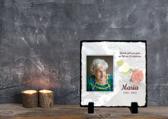 GEDENKSCHIEFERTAFEL Rose im Wasser quadrat ➥ Hochwertige Ausführung! 