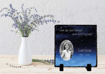 GEDENKSCHIEFERTAFEL Sternenhimmel quadrat ➥ Hochwertige Ausführung! 
