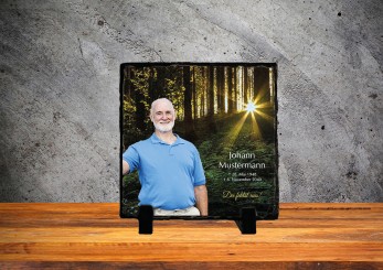 GEDENKSCHIEFERTAFEL Waldlichtung quadrat ➥ Hochwertige Ausführung! 