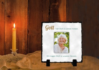 GEDENKSCHIEFERTAFEL Wolkenmarmor quadrat ➥ Hochwertige Ausführung! 