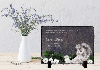 GEDENKSCHIEFERTAFEL Engel quer ➥ Hochwertige Ausführung! 