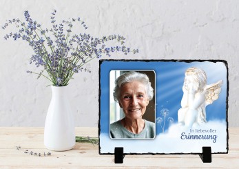 GEDENKSCHIEFERTAFEL Himmels-Engel quer ➥ Hochwertige Ausführung! 