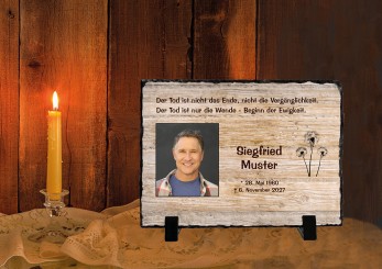 GEDENKSCHIEFERTAFEL Holz quer ➥ Hochwertige Ausführung! 