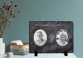 GEDENKSCHIEFERTAFEL Schwarz quer ➥ Hochwertige Ausführung! 