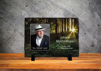 GEDENKSCHIEFERTAFEL Waldlichtung quer ➥ Hochwertige Ausführung! 