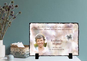 GEDENKSCHIEFERTAFEL Aquarell quer ➥ Hochwertige Ausführung! 