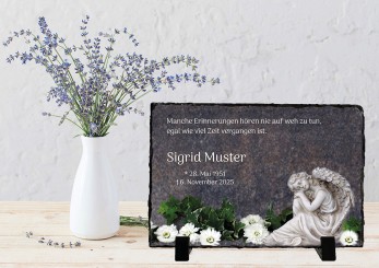 GEDENKSCHIEFERTAFEL Engel quer ➥ Hochwertige Ausführung! 