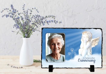 GEDENKSCHIEFERTAFEL Himmels-Engel quer ➥ Hochwertige Ausführung! 