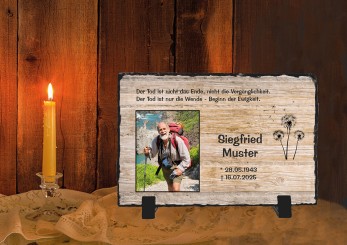 GEDENKSCHIEFERTAFEL Holz quer ➥ Hochwertige Ausführung! 
