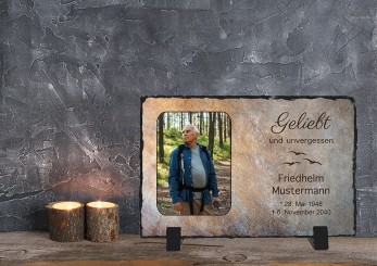 GEDENKSCHIEFERTAFEL Kreativ quer ➥ Hochwertige Ausführung! 