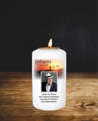 Sonnenuntergang ➥ Gedenkkerze mit Teelichthalter 