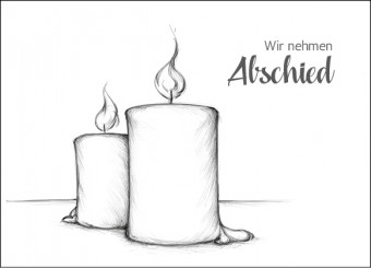 Trauerkarte "Kerzen in Strichzeichnung" (1630) 