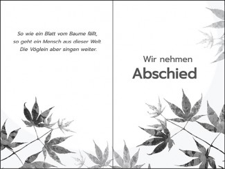 203 Sterbebild Blätter im schwarz-weiß Design 