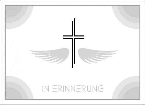 Trauerkarte "Kreuz mit Engelflügel" (1661) 